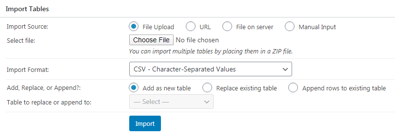 WP Data Tables