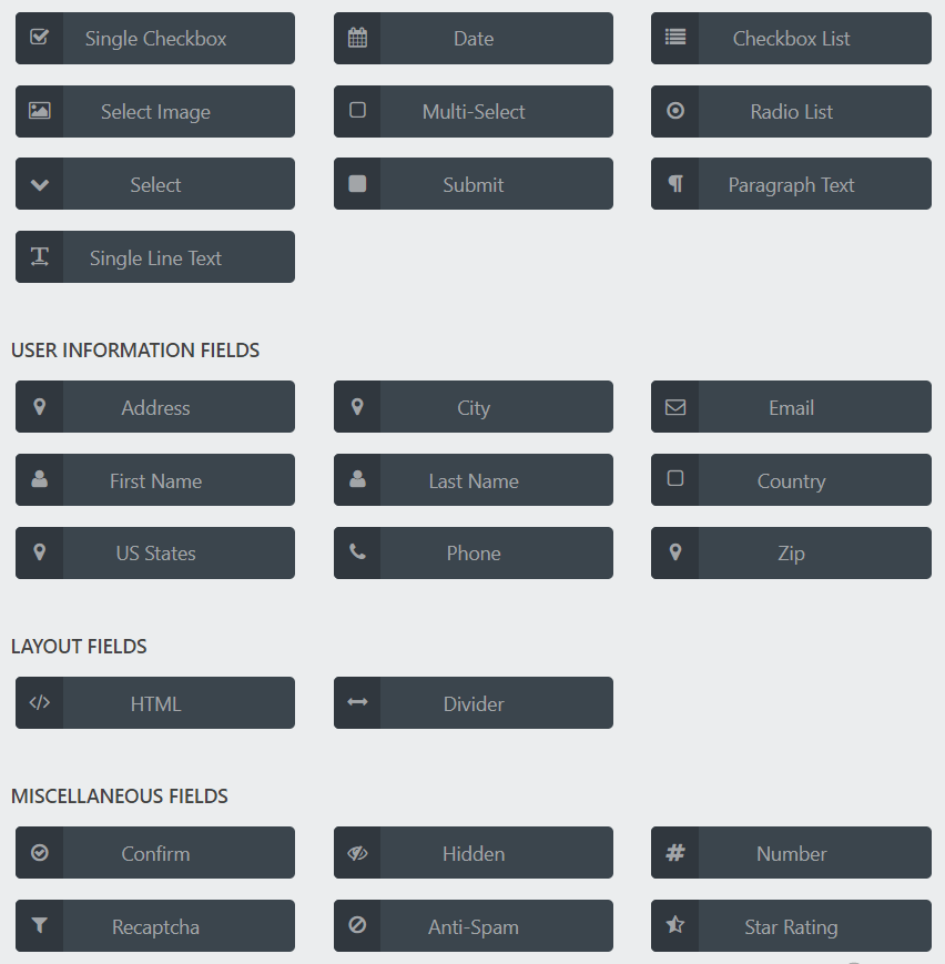 Ninja Forms Input Fields