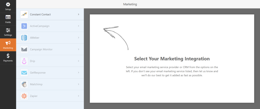 WP Forms marketing integrations