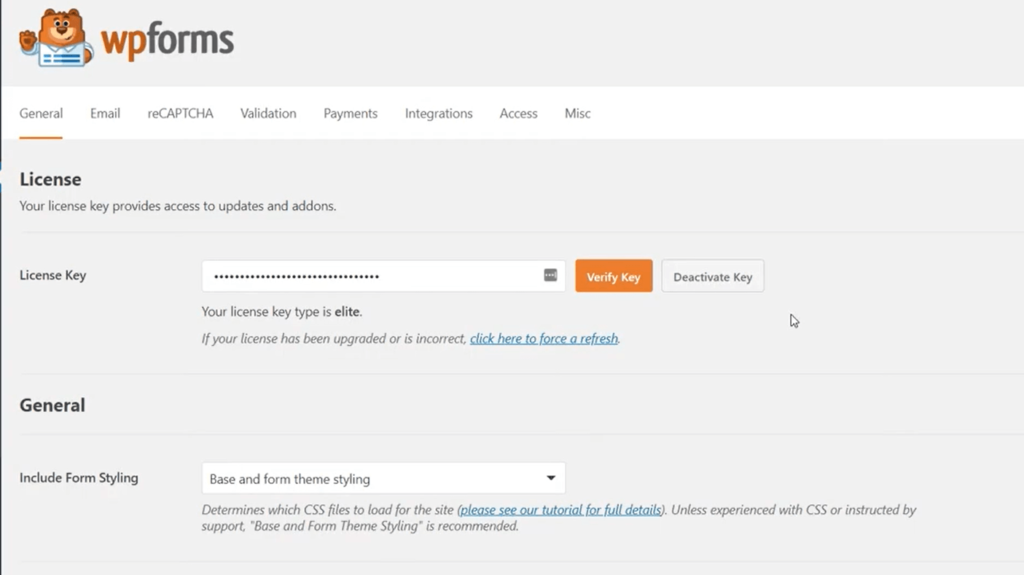WPForms License Key - WordPress Order Form