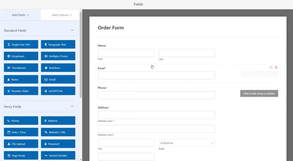 WordPress Order Form