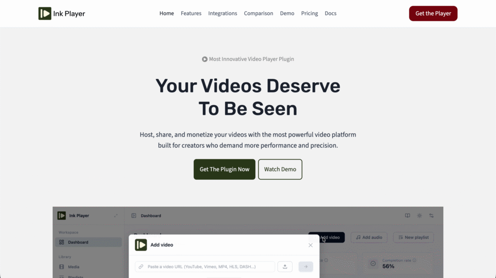 Ink Player, WordPress video player plugin, WordPress audio player plugin
